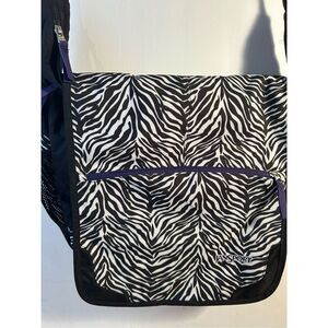 Jansport laptop messenger tote  bag black zebra purple
